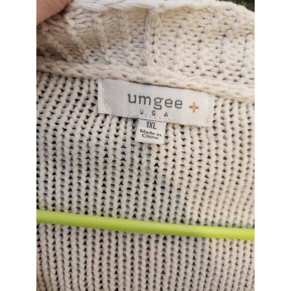 Umgee Long Duster Sweater Open Front Cardigan Tan Cream Black Stripe Womens‎ 1XL - Picture 8 of 10